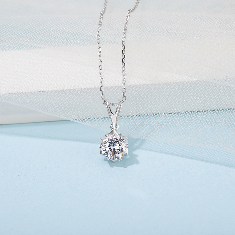 Popular Luxury  925 Sterling Silver Moissanite Pendant Women Engagement Six Prongs Large Diamond Wedding Party Necklace