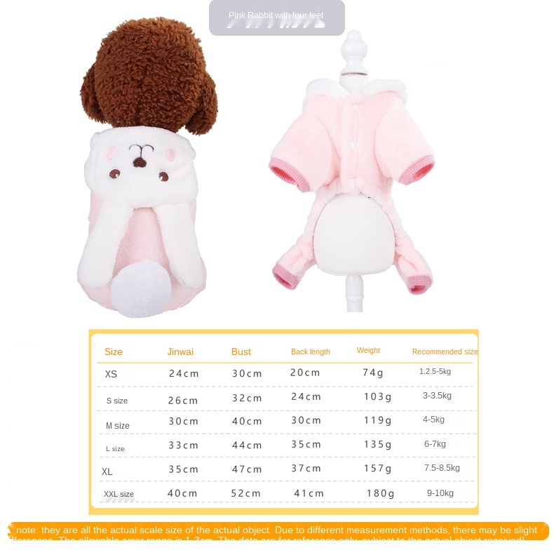 New Teddy Autumn and Winter Pet Clothes Coral Fleece Dog Costume Cartoon Dog Pet Costume