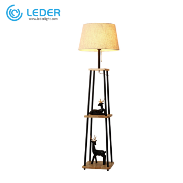 Lámpara de pie grande de madera LEDER