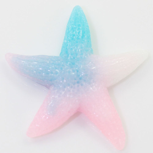 Mini Light Gradient Color Sea Star Shaped Resin Cabochon Flatback Beads Slime For Kids DIY Toy Handmade Phone Shell Decor