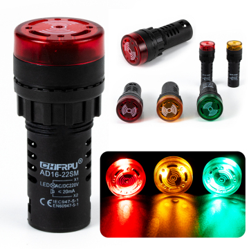 Flash Led Alarm Indicator Light Buzzer AD16-22SM (AD16-16SM)