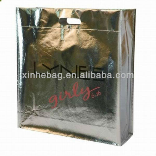 shiny laminated gold metallic non woven bag