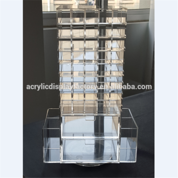 Top quality customized acrylic lipstick tower / 120 compartment acrylic lipstick holder