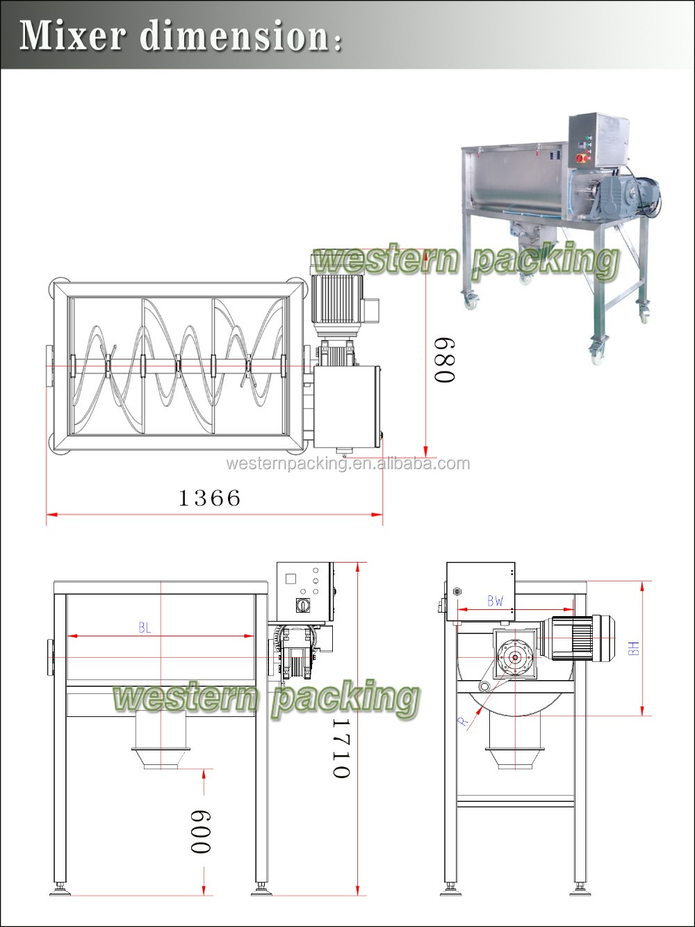 horizontal ribbon blender powder mixer