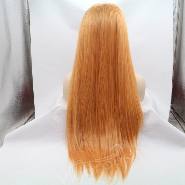 Vigorous ombre long straight premium high quality wholesale black women synthetic hair wigs with lace front