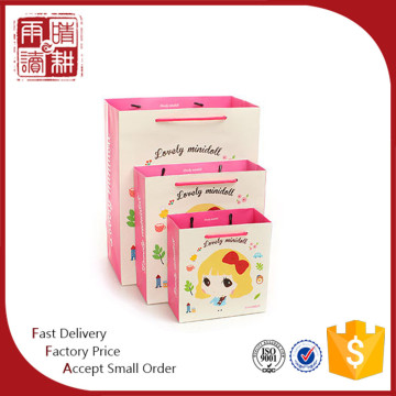 OEM cartoon design gift paper bags pink gift paper bags