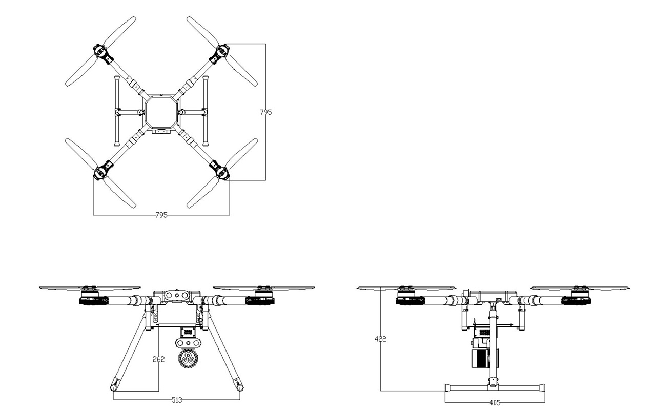 x1100 indstrial drone measurment size