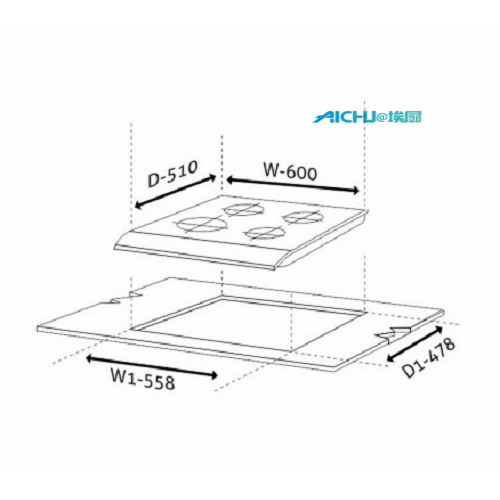 Glen 4 Burners Glass Hob terbina dalam