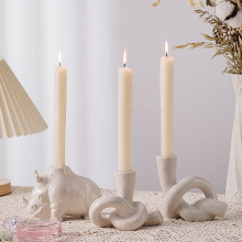 Modern Minimalist Ceramic Candlestick with Big Ring Handle