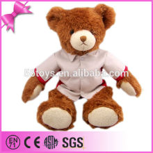 Fashion functional custom sitting plush bear with cloth stuffed baby bear toy