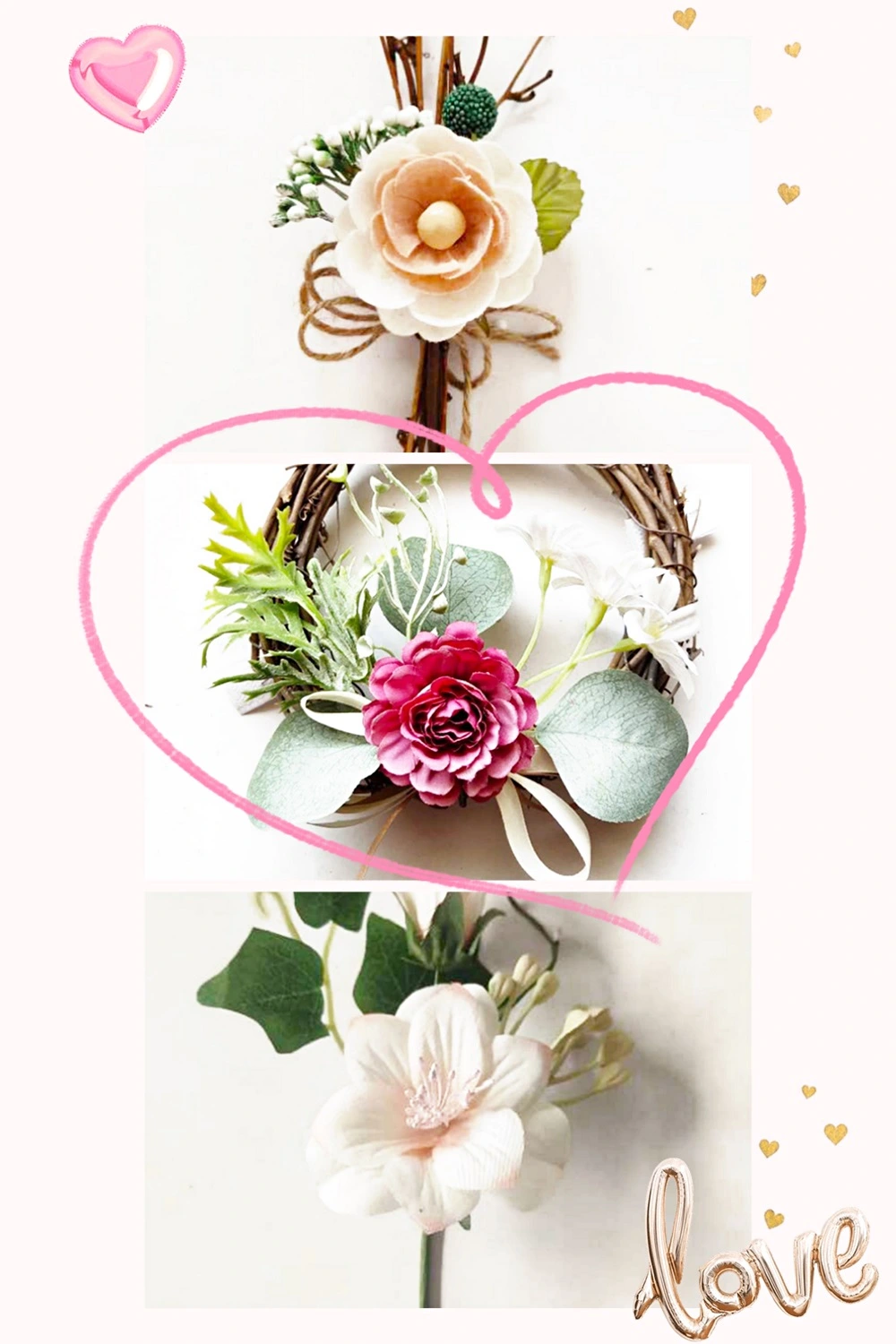 Hot Sale Silk Artificial Flowers Christmas Picks Single Rose Stem Floral Ornament for Xmas Decoration