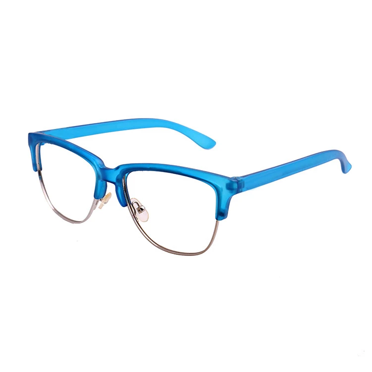 2019 Newly Crystal Blue Metal Mixture Sunglasses with Clear Lens