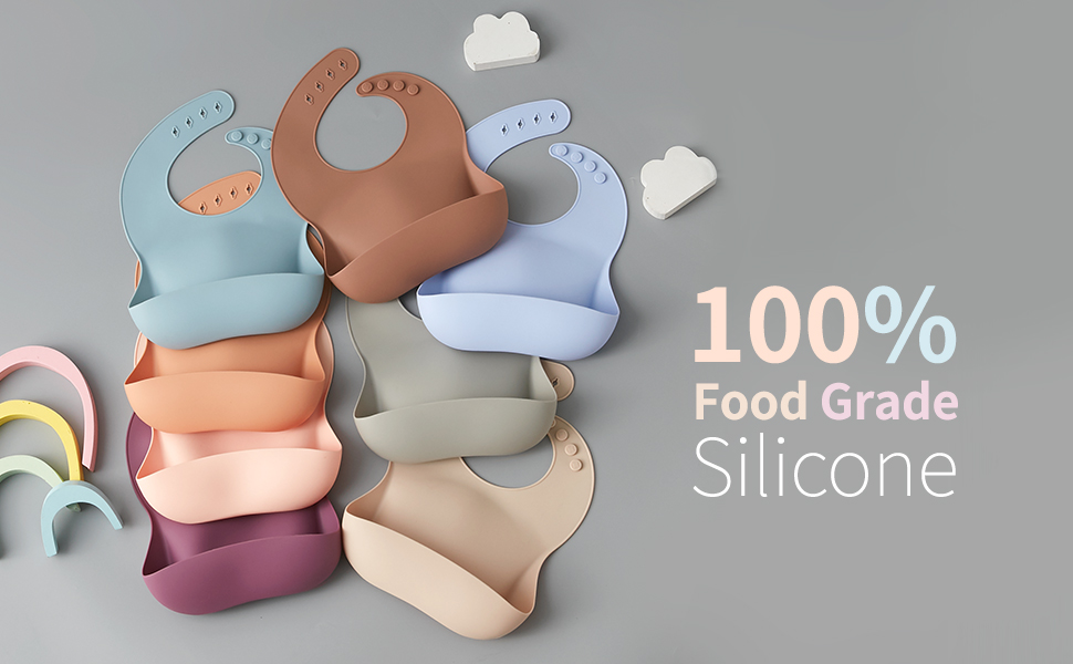 Food Grade Waterproof Silicone Baby Bibs Easily Clean Silicone Bibs