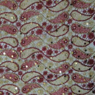 Sequins Embroidered on Tull Lace Fabric with 52-inch Width