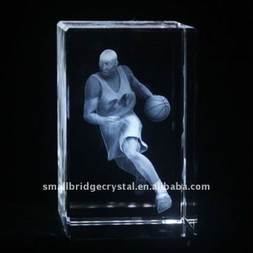 3d laser sport promotional crystal gift