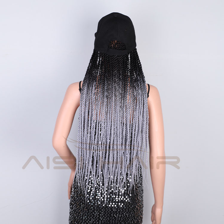Aisi Hair Wholesale New Design Baseball Hat With Long Twist Box Braiding Hair Extension For Black Women Synthetic Hair Wigs