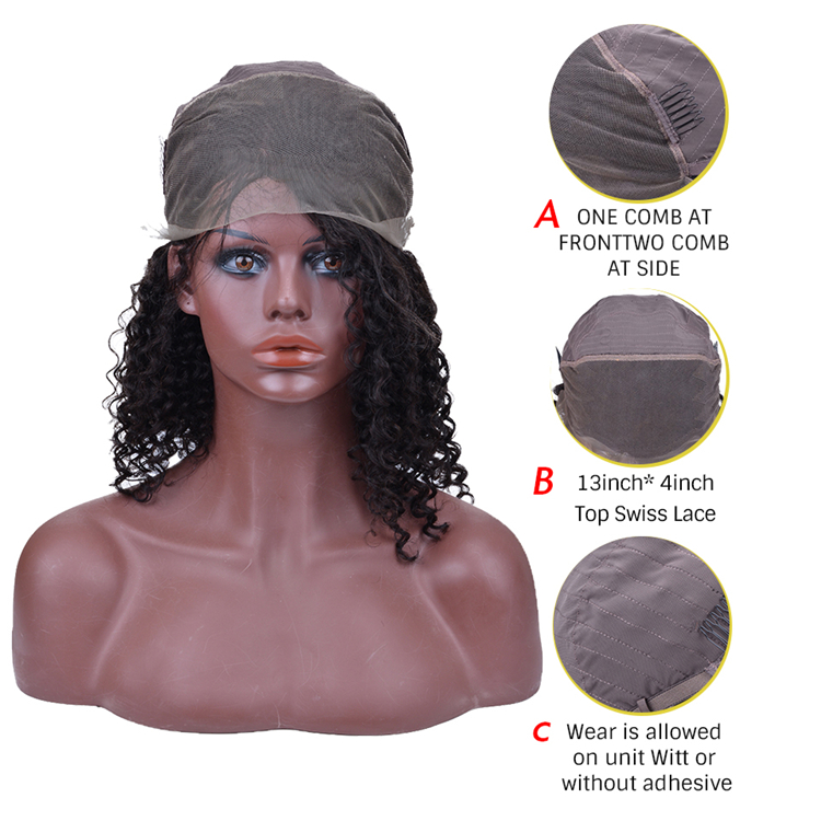 Wholesale Deep Wave Short Bob Lace Frontal Wigs Virgin Brazilian Human Hair Wigs For Black Women