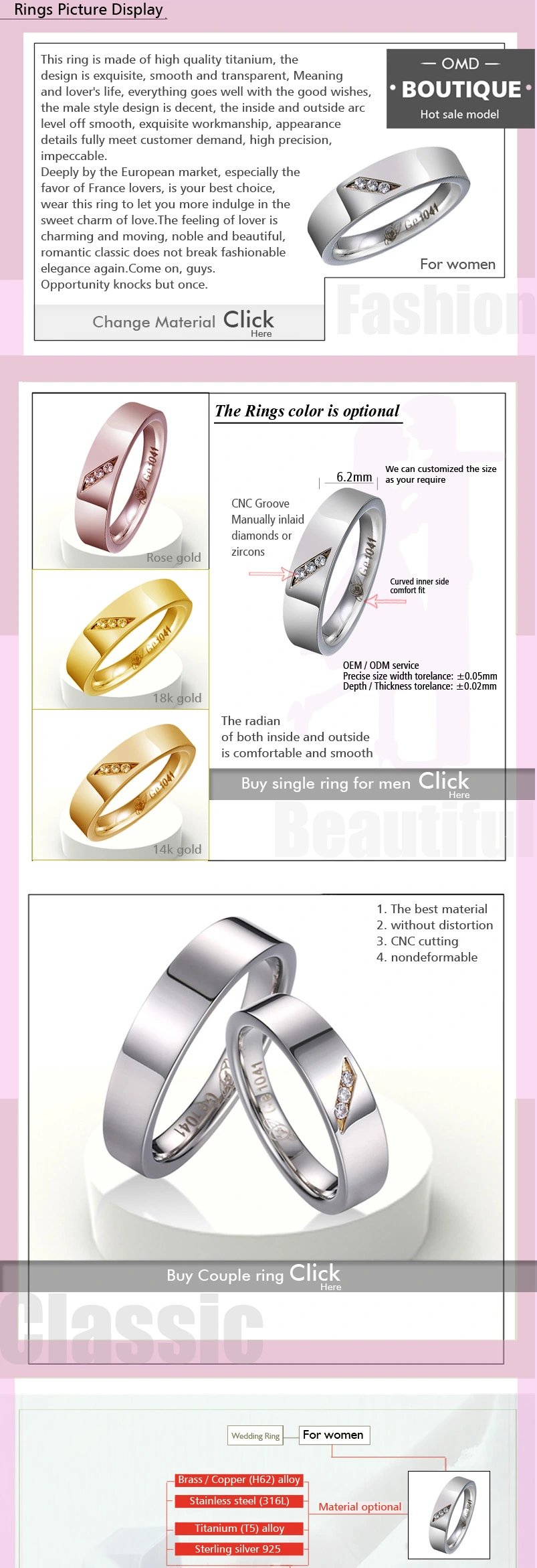 Couple Titanium Anniversary Rings Engagement Rings Wedding Bands