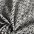 Tejido de punto blanco negro poliéster Jacquard