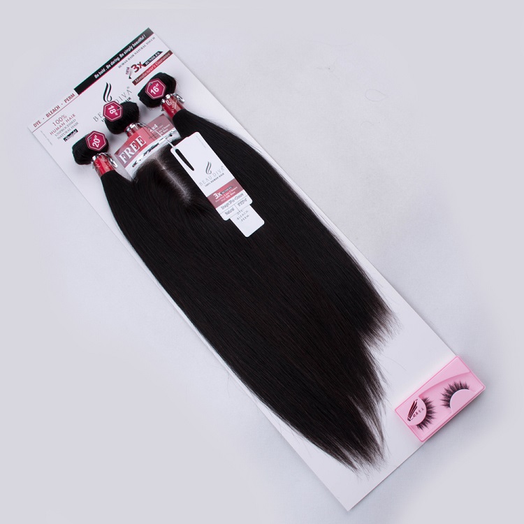 Hot Sale 100% Real Human Raw Brazilian Virgin Hair, One Pack Solut Human 60g 60g 55g Straight Hair Bundles With Lace Closure