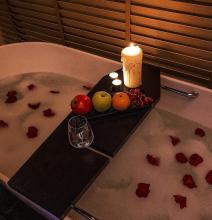 Wooden Bathroom Coffin Shelf Bath Caddy Tray Large