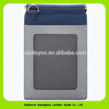 Leather vertical name badge working id card holder 14205