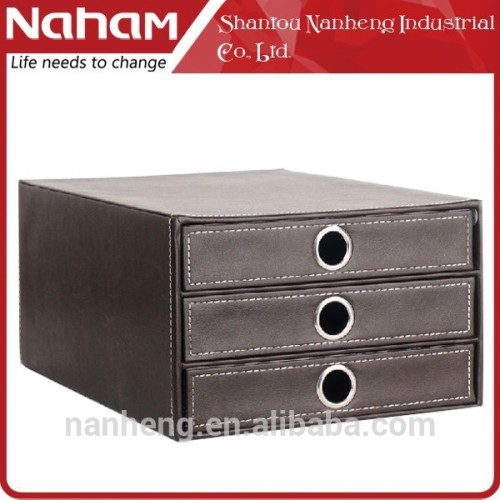 NAHAM Office Desk Business Faux Leather File Storage Drawers