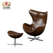 Hot Sale: Authentic 1974 Brown Leather Arne Jacobsen Egg Chair and Ottoman by Fritz Hansen