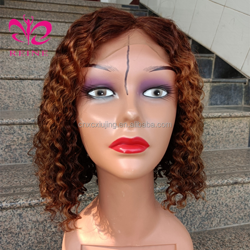 Good Short Full Lace Bob Human Hair Wigs 4*4 Closure Highlight Colored Curly Bob Wigs  For Black Women Hot sale products