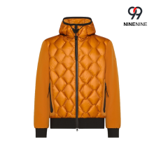 Two material bomber jacket with geometric quilting