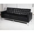 Black Leather Florence Knoll 3 Seater Sofa Replica