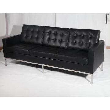 Black Leather Florence Knoll 3 Seater Sofa Replica