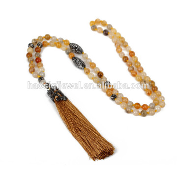 latest design beads necklace natural yellow topaz gemstone necklace jewelry