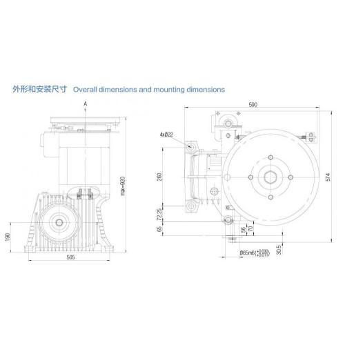 Máquina de transmissão de escada rolante com engrenagem / máquina de tração para escada rolante ET125, peça sobressalente de escada rolante