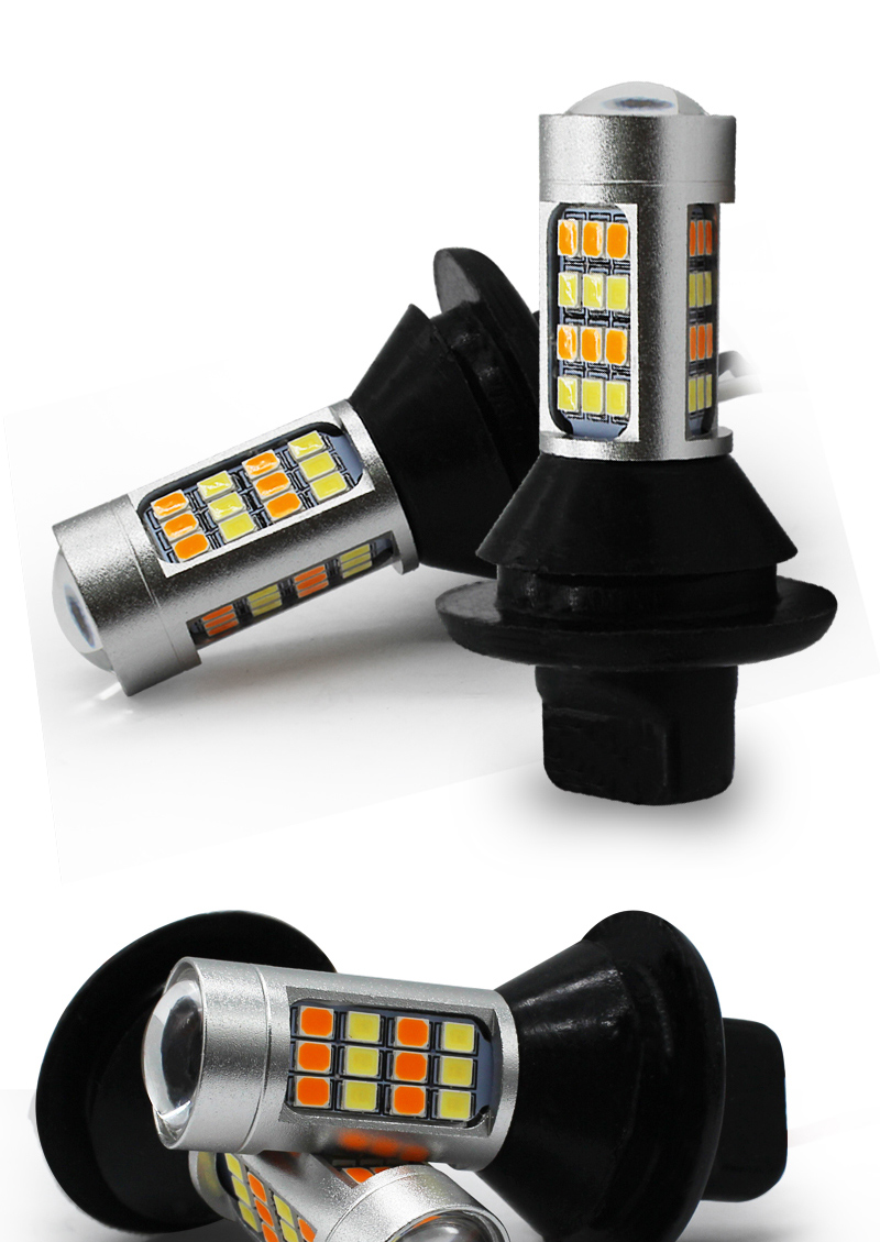 Car DRL LED white yellow Dual Color Daytime Running Light with Steering canbus Decode BA15S 1156 7440 3156 2835-42SMD Headlight