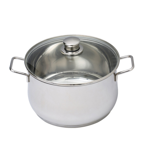 Peralatan Masak Klasik Panci Masak Grosir Stainless Steel Antilengket Panci Sup dengan Penutup Kaca