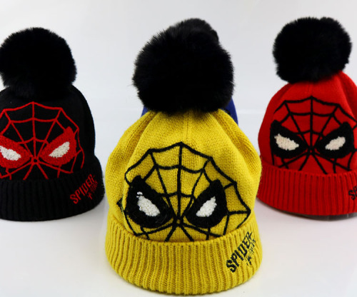 Spiderman knitted hat for winter kids