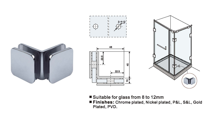 Radius Edge Design Shower Screen Clamps