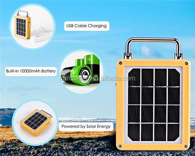 Die casting aluminum shell Charge mobile phone with multifunction cable rechargeable solar led portable light