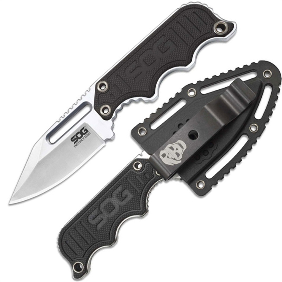 High Quality Compact Camping Fixed Blade Knives Sog Pocket Knife Tactical With Hard Sheath And Adjustable Clip