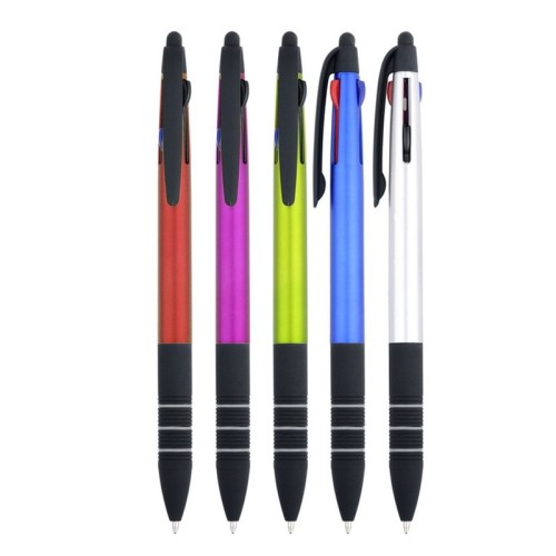 3 Color Stylus Pen med Ribbed Grip
