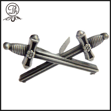 Antique silver Two sword pin badges