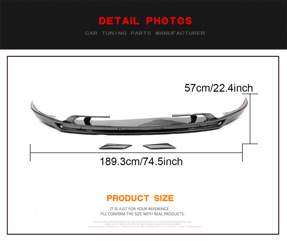 JCSPORTLINE Carbon Fiber Front Bumper Lip for Porsche Cayenne Sport Utility 4-Door 2018-2019