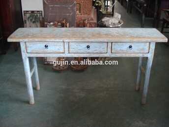 recalimed elm wood 3 drawer console table