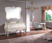 Solid wood bathroom furniture with double ceramic basin