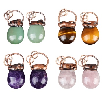 High Quality Fashion Retro 30MM Natural Crystal Gemstone Pendant for Women Men Red Copper Bag Style Pendant Jewelry