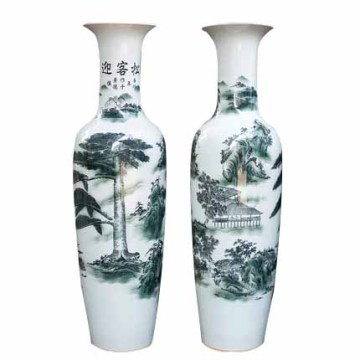 Antique Chinese Hand-painted Ink Pine Floor Vase