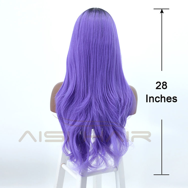 Aisi Hair New Design Top Quality Party Long Body Wave Ombre Purple Lace Frontal Synthetic Hair For Black Women Lace Front Wig