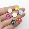 12 * 15mm lettere rotonde perline perline in lega di melma multicolore per collana braccialetto portachiavi ciondoli decorativi