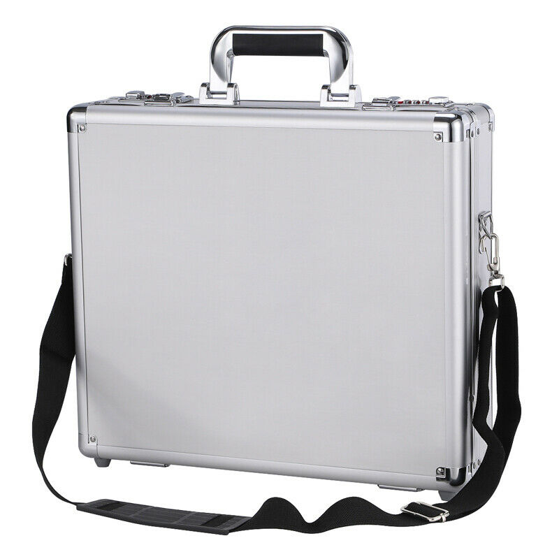 Aluminum Tool Case Portable Carrying Laptop Case Briefcase Silver and Black